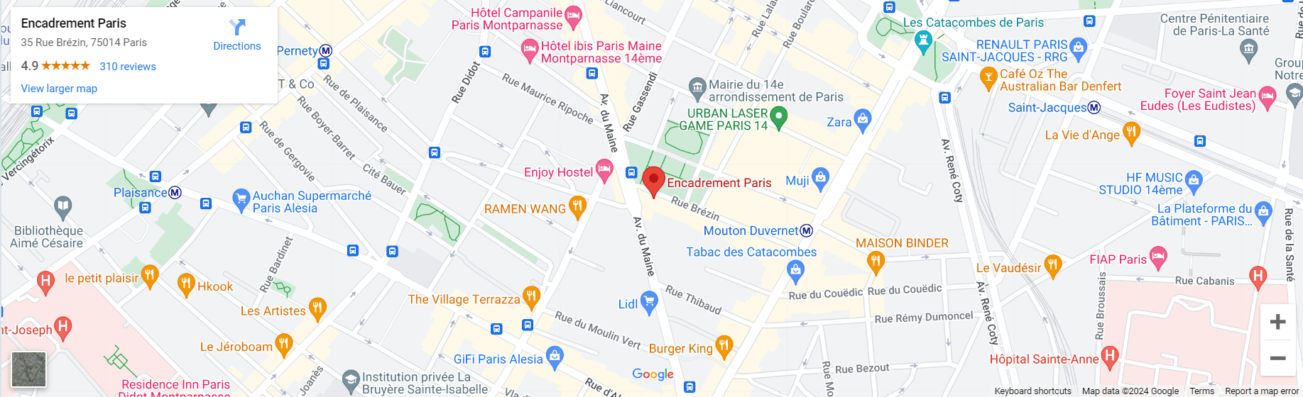 plan du magasin Encadrement Paris situe a Paris 14